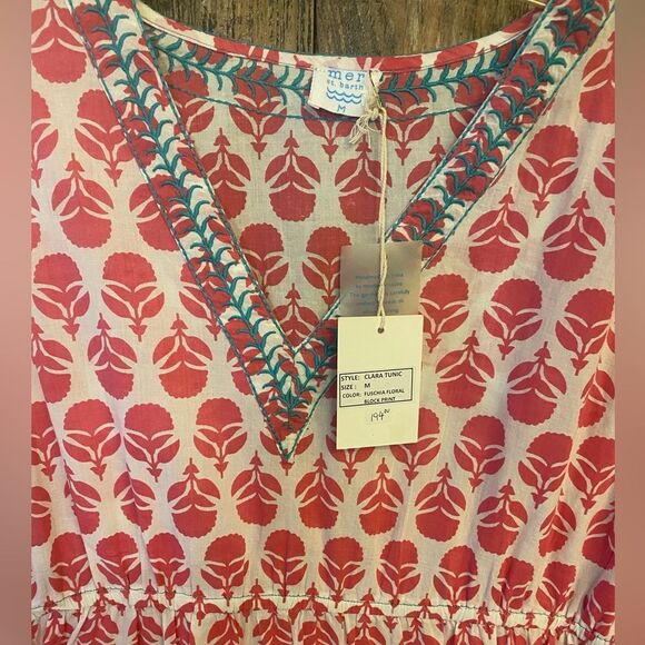 Mer St. Barth NWT Sz M Fuchsia Floral Clara Summer Luxury Resort Worthy Dress - Picture 3 of 10